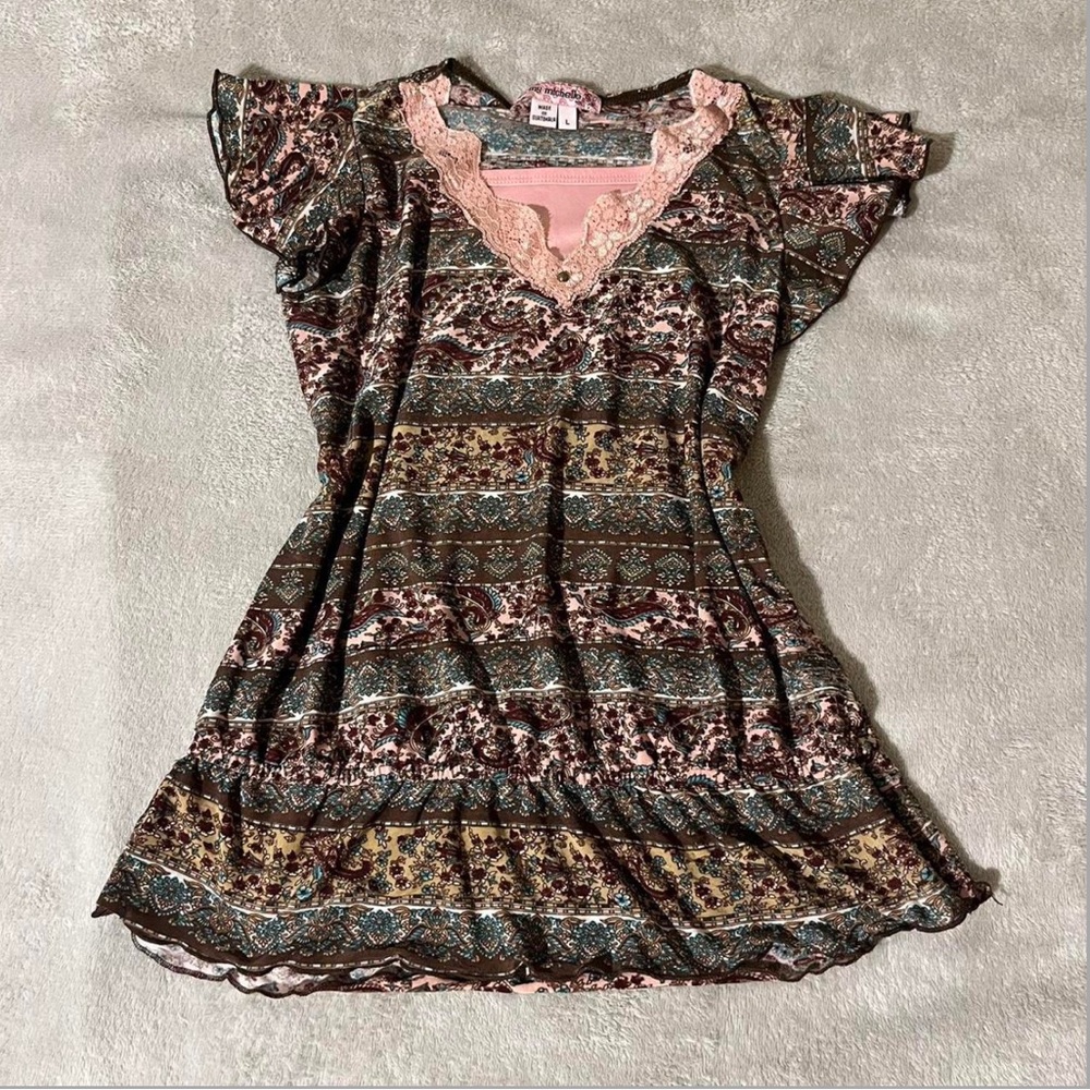 Y2k Vintage Top With Aztec Like Pattern - image 2